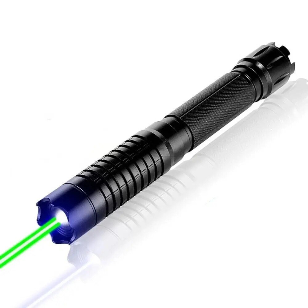 Blue laser pointer with adjustable focus and aluminum casing, includes safety glasses. - Image 2