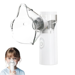 Mini Portable Ultrasonic Inhaler — Clinically Tested — Includes Batteries and Power Adapter — Mesh Technology — Adult and Child Masks — Ultra-Quiet — White - Image 2