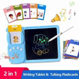 Educational Toys for Children—including an LCD Writing and Drawing Tablet and a Learning Machine with Word Cards—suitable for children aged 3 and up (Blue). - Image 8