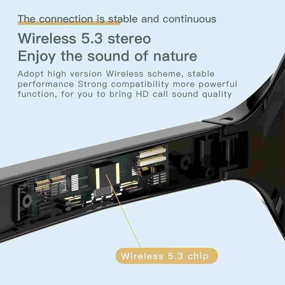 These smart glasses can be used for both making calls and playing music, featuring Bluetooth connectivity, polarized UV-protection lenses, and ultra-long battery life. - Image 2