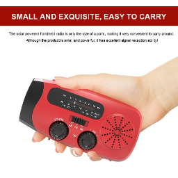 Portable Emergency Radio for Outdoor Camping, Solar Powered, Hand Operated, FM/AM/WB Emergency Weather Radio with Flashlight and USB Phone Charger, Red - Image 6