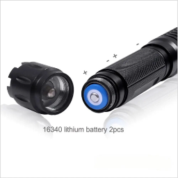 Blue laser pointer with adjustable focus and aluminum casing, includes safety glasses. - Image 6