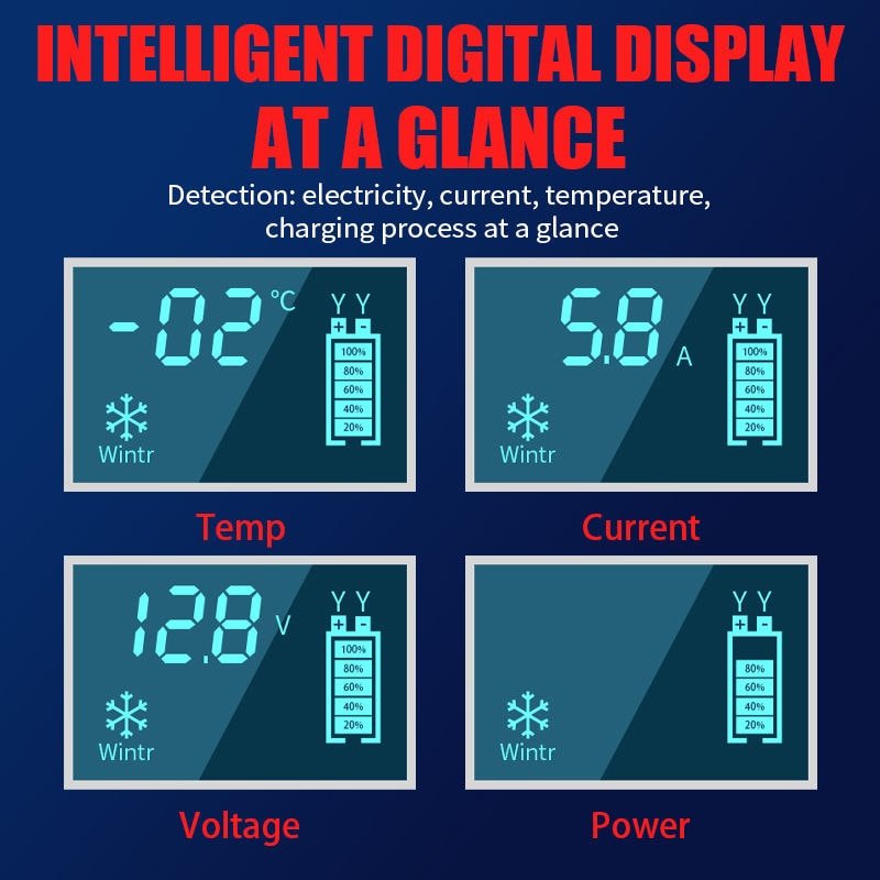 Universal Intelligent Battery Charger — 12V, Pulse Repair Technology, LCD Digital Display — Suitable for Cars, Motorcycles, and Start-Stop Batteries — Multiple Protection Modes - Image 5