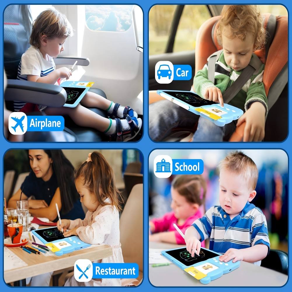Educational Toys for Children—including an LCD Writing and Drawing Tablet and a Learning Machine with Word Cards—suitable for children aged 3 and up (Blue). - Image 7