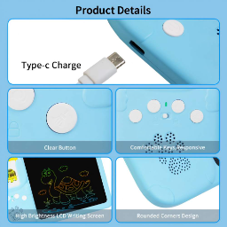 Educational Toys for Children—including an LCD Writing and Drawing Tablet and a Learning Machine with Word Cards—suitable for children aged 3 and up (Blue). - Image 3