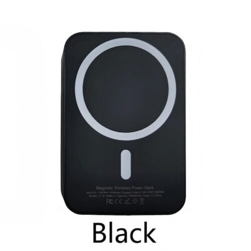 10,000mAh Magnetic Wireless Power Bank — Black | Supports 15W Wireless Fast Charging | Strong Magnetic Adhesion | Slim and Portable