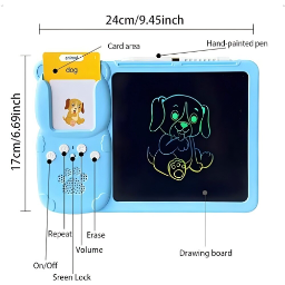 Educational Toys for Children—including an LCD Writing and Drawing Tablet and a Learning Machine with Word Cards—suitable for children aged 3 and up (Blue). - Image 6