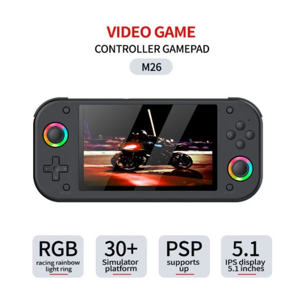 A portable gaming console that supports 3D games. A handheld video game system featuring built-in classic games and an HD display.