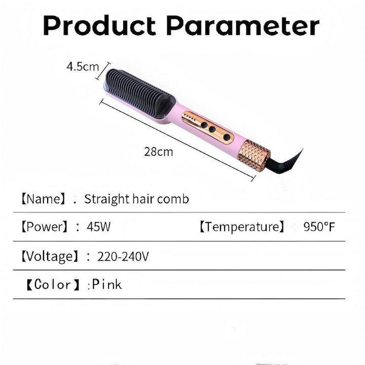 SK-979 Hair Straightening Brush: Anti-Scald, 360° Swivel Cord, Adjustable Temperature—Suitable for Curly Hair - Image 4