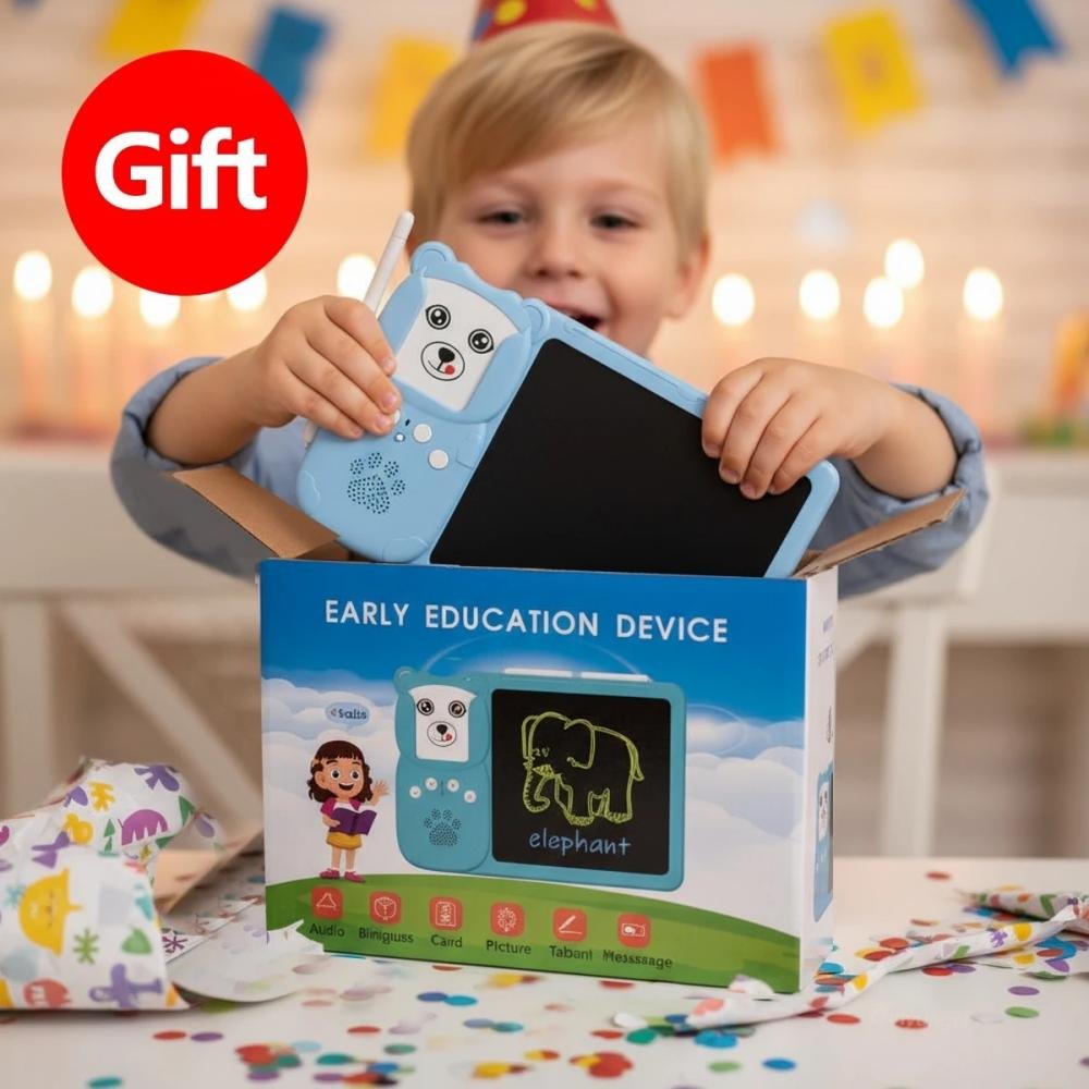 Educational Toys for Children—including an LCD Writing and Drawing Tablet and a Learning Machine with Word Cards—suitable for children aged 3 and up (Blue). - Image 9