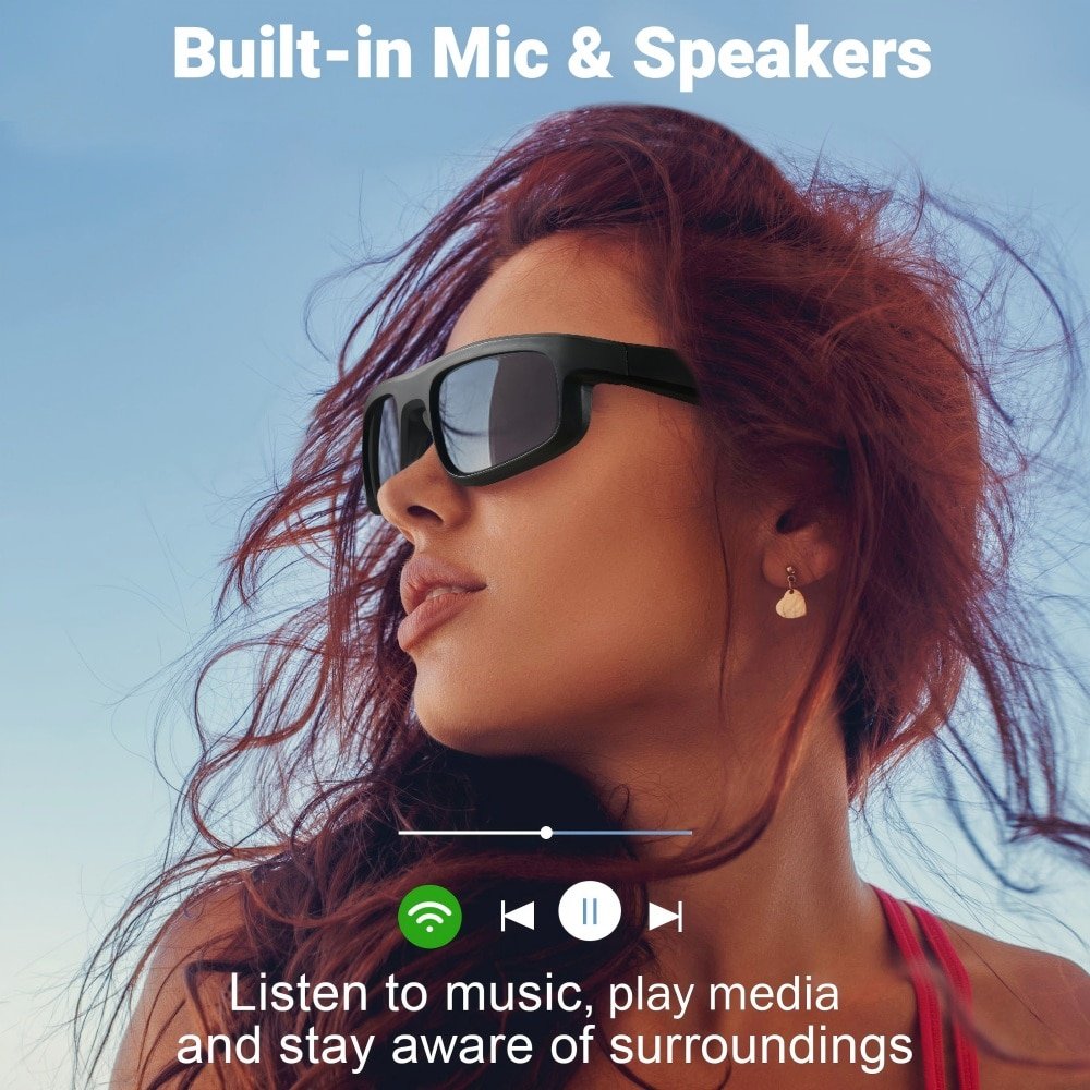 These smart glasses can be used for both making calls and playing music, featuring Bluetooth connectivity, polarized UV-protection lenses, and ultra-long battery life. - Image 8