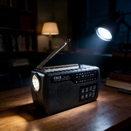 MK-245S portable camping radio, solar powered, rechargeable, with Bluetooth and USB ports, manual power generation, phone charging and built-in light, black - Image 3