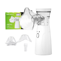 Mini Portable Ultrasonic Inhaler — Clinically Tested — Includes Batteries and Power Adapter — Mesh Technology — Adult and Child Masks — Ultra-Quiet — White - Image 5