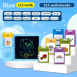 Educational Toys for Children—including an LCD Writing and Drawing Tablet and a Learning Machine with Word Cards—suitable for children aged 3 and up (Blue). - Image 10