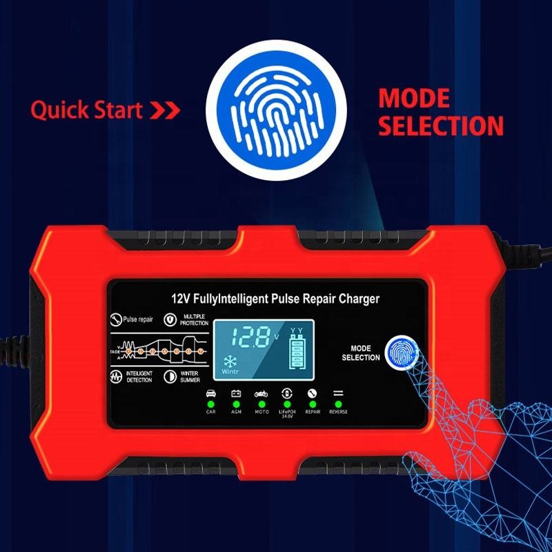 Universal Intelligent Battery Charger — 12V, Pulse Repair Technology, LCD Digital Display — Suitable for Cars, Motorcycles, and Start-Stop Batteries — Multiple Protection Modes - Image 9
