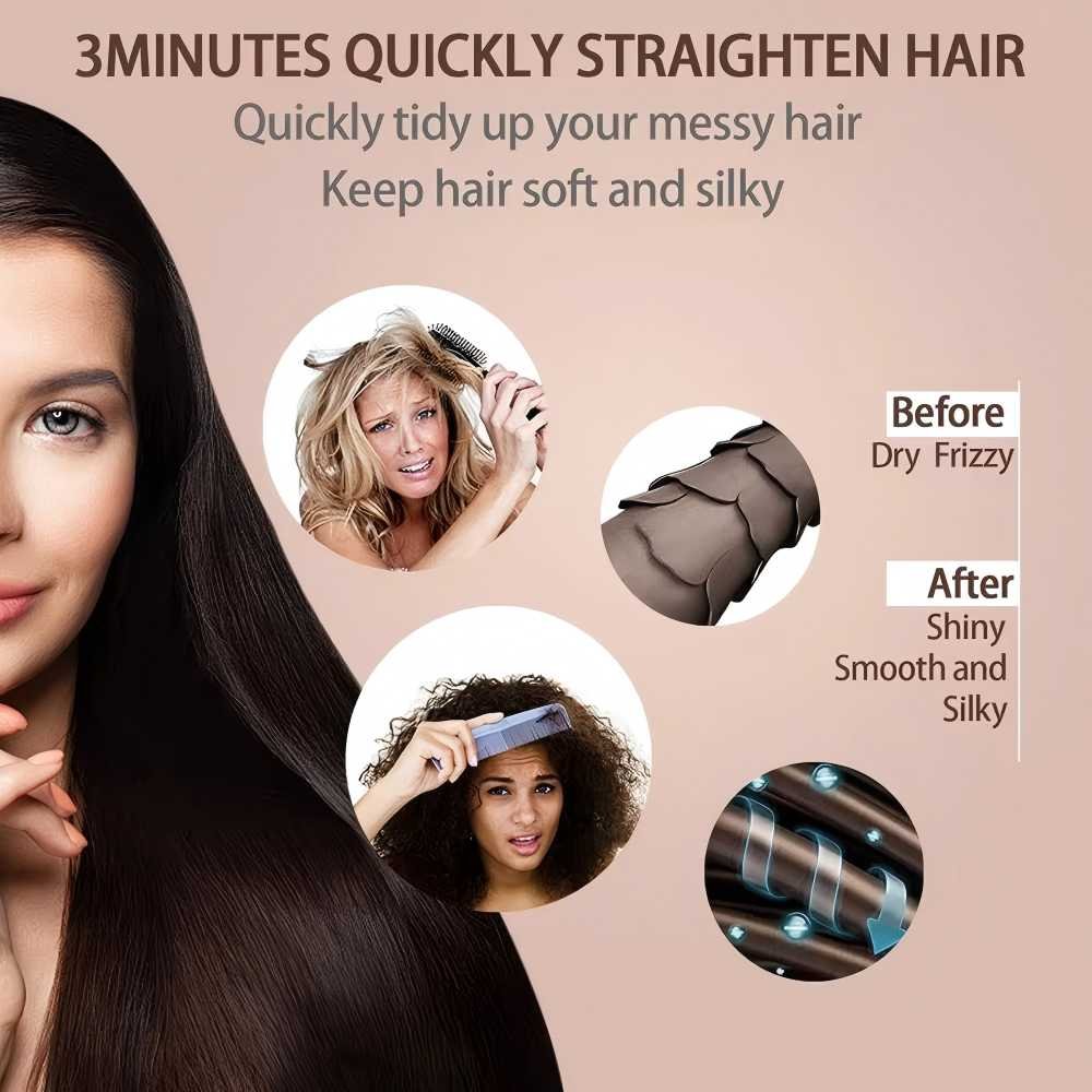 SK-979 Hair Straightening Brush: Anti-Scald, 360° Swivel Cord, Adjustable Temperature—Suitable for Curly Hair - Image 8