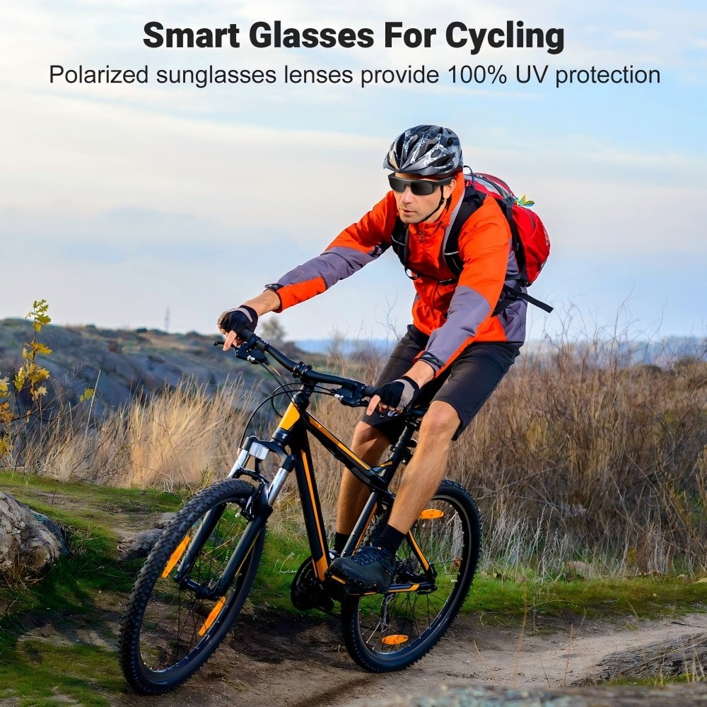 These smart glasses can be used for both making calls and playing music, featuring Bluetooth connectivity, polarized UV-protection lenses, and ultra-long battery life. - Image 11