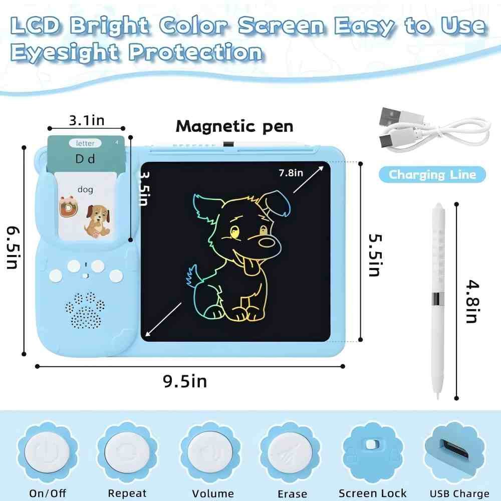 Educational Toys for Children—including an LCD Writing and Drawing Tablet and a Learning Machine with Word Cards—suitable for children aged 3 and up (Blue). - Image 11
