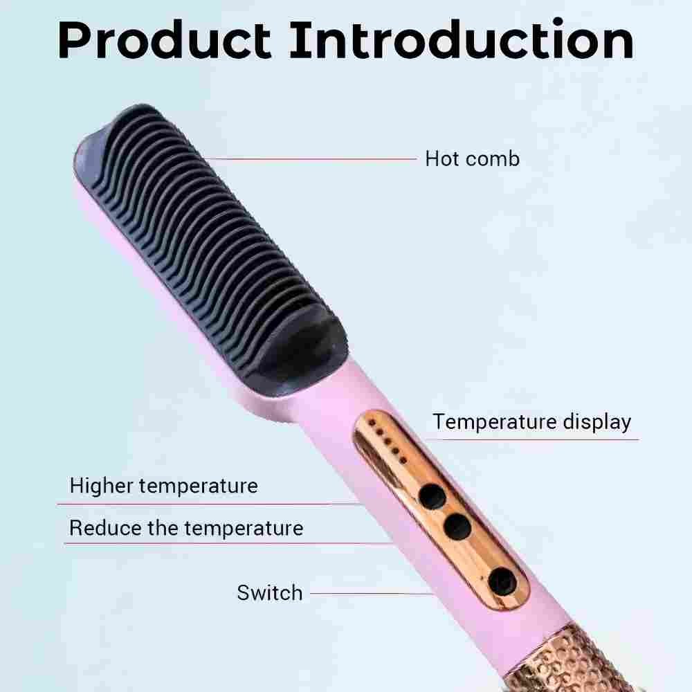 SK-979 Hair Straightening Brush: Anti-Scald, 360° Swivel Cord, Adjustable Temperature—Suitable for Curly Hair - Image 9