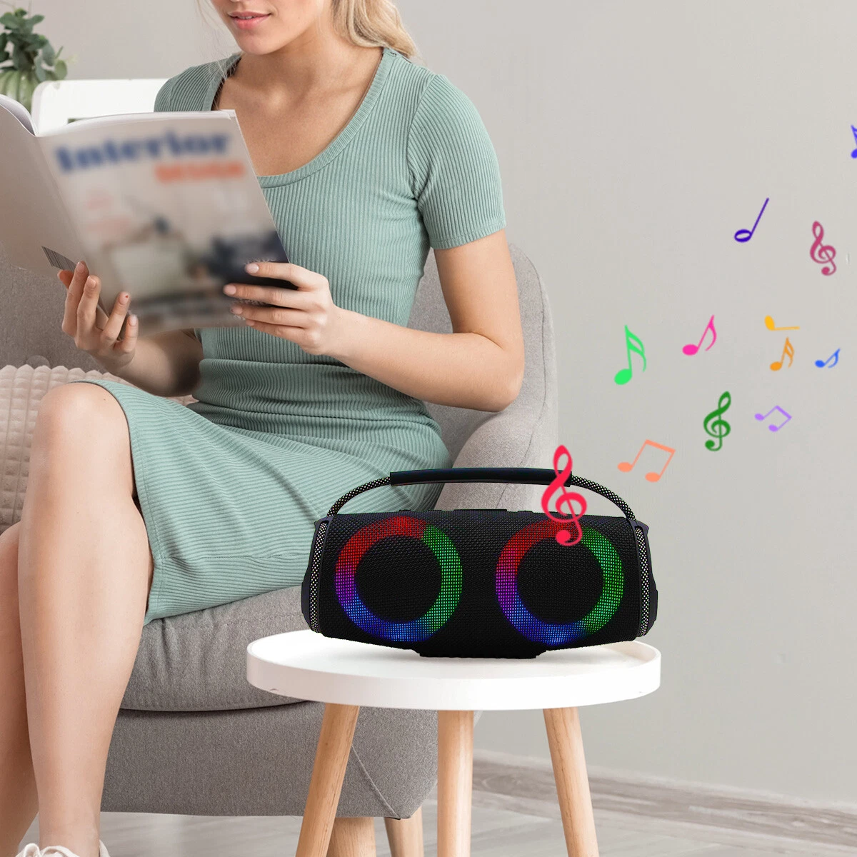 Dual 4-inch wireless portable Bluetooth speaker system with FM radio, TWS and USB interface(XTREEM4 RGB) - Image 6